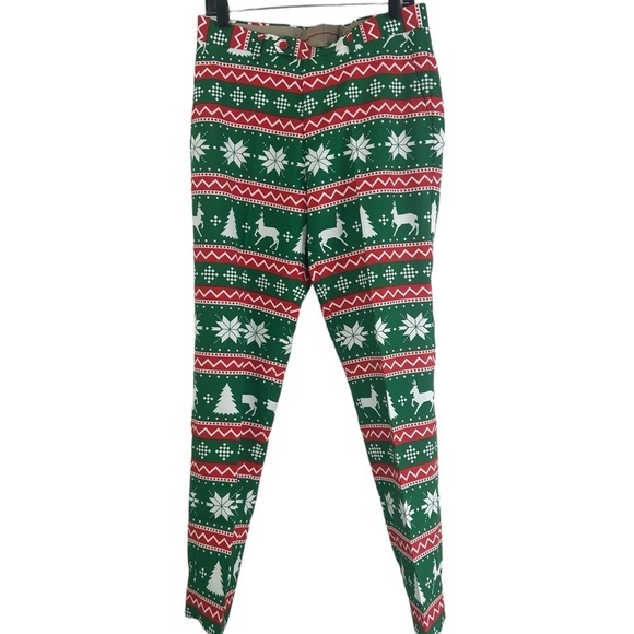 OppoSuites Men SZ 36 Green Christmas Suit Jacket Pants Winter Wonderland Holiday - Picture 7 of 16